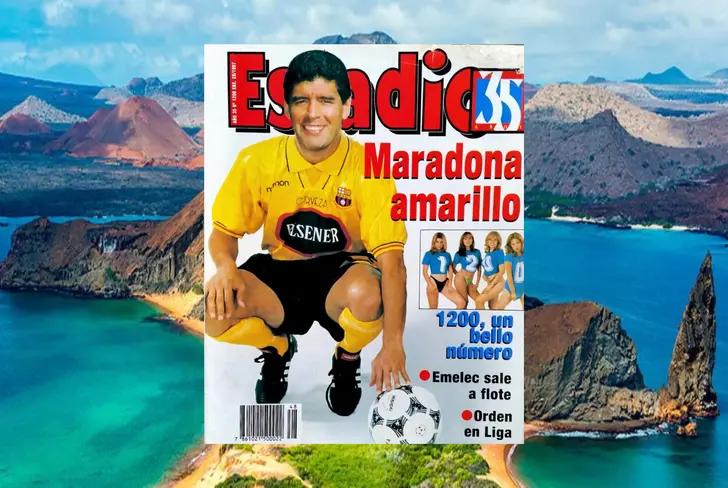 Portada de la confirmación de Maradona en Barcelona SC (Foto tomada de: Estadio)