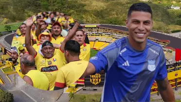 Hinchas de Barcelona SC y Luis Fernando León (Foto tomada de: Barcelona SC/Emelec)